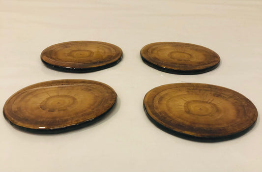 Lightly Charred Maple Epoxy Coasters