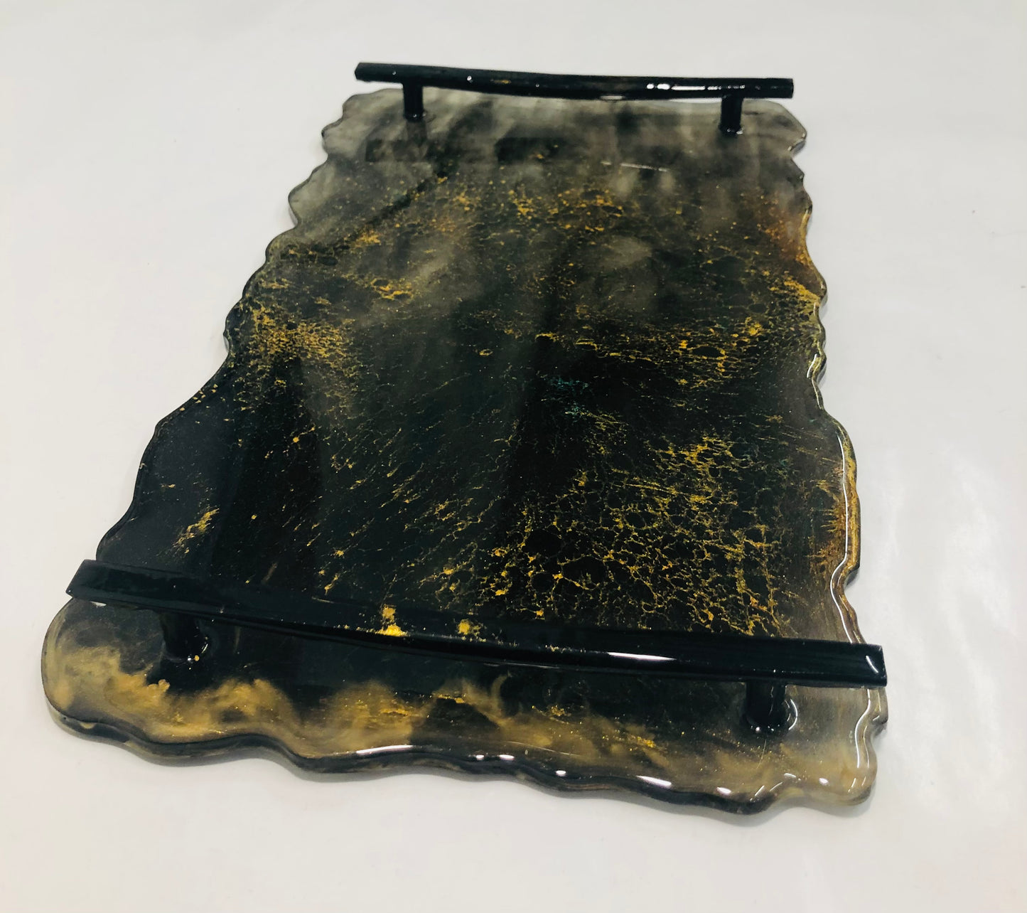 Gold and Black Epoxy Trey w/ Aqua